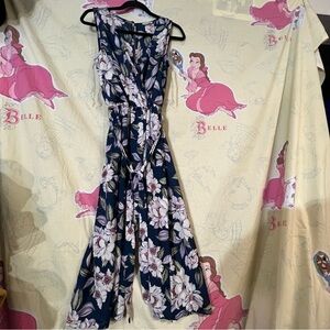 Charlotte Russe Navy and White Floral Jumpsuit